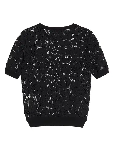 Valentino Garavani Women's Lace and Cotton Sweater - Black - Size XS | Thumbnail 2