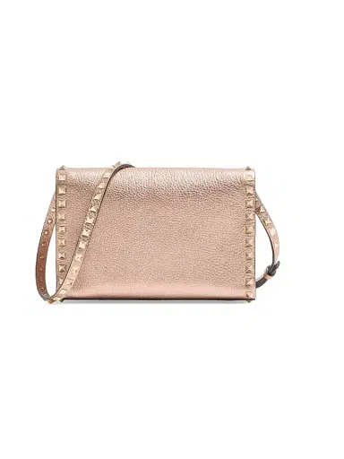 Valentino Garavani Women's Rockstud Small Crossbody Bag in Laminated Grainy Calfskin Leather - Rose Cannelle | Thumbnail 4 Valentino Garavani Women's Rockstud Small Crossbody Bag in Laminated Grainy Calfskin Leather - Rose Cannelle | Thumbnail 4