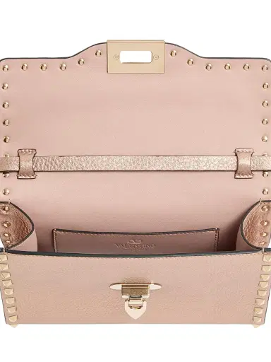 Valentino Garavani Women's Rockstud Small Crossbody Bag in Laminated Grainy Calfskin Leather - Rose Cannelle | Thumbnail 5 Valentino Garavani Women's Rockstud Small Crossbody Bag in Laminated Grainy Calfskin Leather - Rose Cannelle | Thumbnail 5