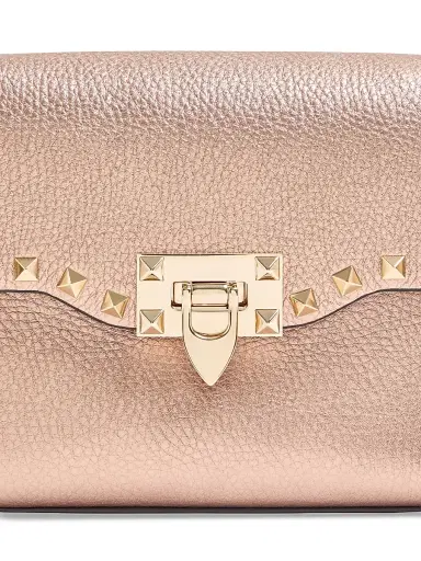 Valentino Garavani Women's Rockstud Small Crossbody Bag in Laminated Grainy Calfskin Leather - Rose Cannelle | Thumbnail 6 Valentino Garavani Women's Rockstud Small Crossbody Bag in Laminated Grainy Calfskin Leather - Rose Cannelle | Thumbnail 6