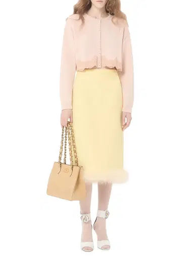 Valentino Garavani Women's Laseine Small Shopping Bag in Chevron-Patterned Nappa Leather - Gold Beige | Thumbnail 2
