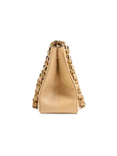 Valentino Garavani Women's Laseine Small Shopping Bag in Chevron-Patterned Nappa Leather - Gold Beige | Thumbnail 6