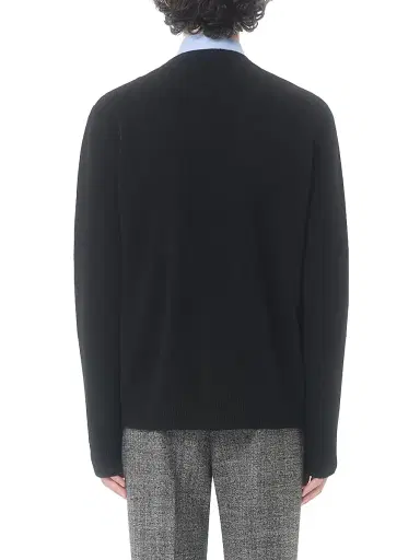 Valentino Garavani Men's Wool Sweater with Inlaid V - Black Butter - Size Small | Thumbnail 4 Valentino Garavani Men's Wool Sweater with Inlaid V - Black Butter - Size Small | Thumbnail 4