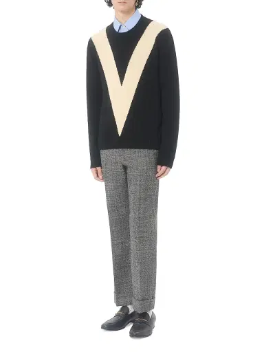 Valentino Garavani Men's Wool Sweater with Inlaid V - Black Butter - Size Small | Thumbnail 7 Valentino Garavani Men's Wool Sweater with Inlaid V - Black Butter - Size Small | Thumbnail 7