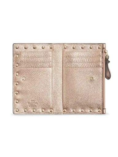 Valentino Garavani Women's Rockstud Laminated Grainy Calfskin Card Holder - Rose Cannelle | Thumbnail 4