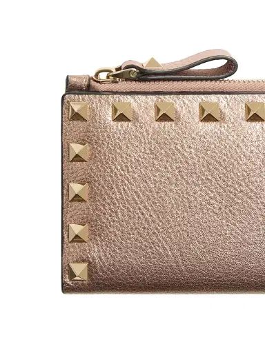 Valentino Garavani Women's Rockstud Laminated Grainy Calfskin Card Holder - Rose Cannelle | Thumbnail 5