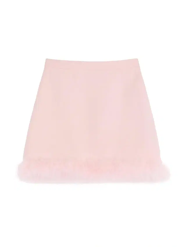 Women's Short Crepe Couture Skirt with Feathers - Rose