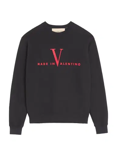 Valentino Garavani Men's Cotton Crewneck Sweatshirt with Print - Black Red - Size XL | Thumbnail 1 Valentino Garavani Men's Cotton Crewneck Sweatshirt with Print - Black Red - Size XL | Thumbnail 1