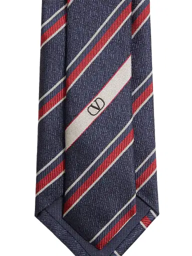 Valentino Garavani Men's Valentie Jacquard Regimental Silk Tie | Thumbnail 2 Valentino Garavani Men's Valentie Jacquard Regimental Silk Tie | Thumbnail 2