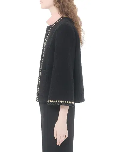 Valentino Garavani Women's Embroidered Canestrello Tweed Jacket - Black - Size 6 | Thumbnail 3 Valentino Garavani Women's Embroidered Canestrello Tweed Jacket - Black - Size 6 | Thumbnail 3