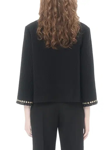 Valentino Garavani Women's Embroidered Canestrello Tweed Jacket - Black - Size 6 | Thumbnail 4 Valentino Garavani Women's Embroidered Canestrello Tweed Jacket - Black - Size 6 | Thumbnail 4