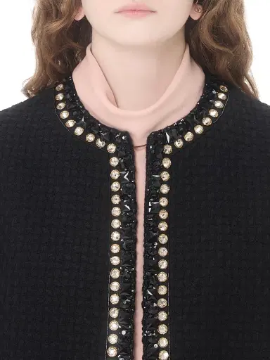 Valentino Garavani Women's Embroidered Canestrello Tweed Jacket - Black - Size 6 | Thumbnail 5 Valentino Garavani Women's Embroidered Canestrello Tweed Jacket - Black - Size 6 | Thumbnail 5