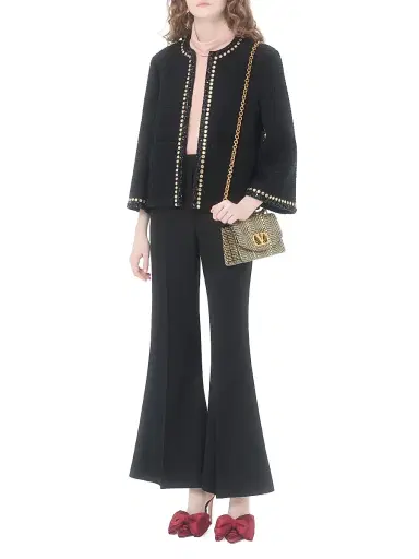 Valentino Garavani Women's Embroidered Canestrello Tweed Jacket - Black - Size 6 | Thumbnail 7 Valentino Garavani Women's Embroidered Canestrello Tweed Jacket - Black - Size 6 | Thumbnail 7