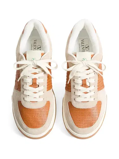 Valentino Garavani Men's Sparry Sneakers in Split Leather and Nappa - Beige Brown - Size 11.5 | Thumbnail 4 Valentino Garavani Men's Sparry Sneakers in Split Leather and Nappa - Beige Brown - Size 11.5 | Thumbnail 4