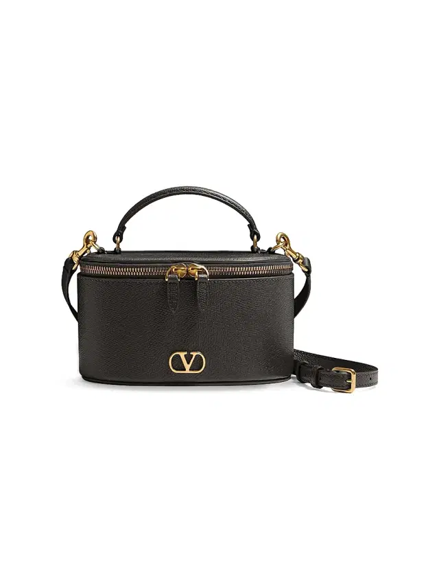 Valentino Garavani Women's VLogo Signature Mini Vanity Bag in Grainy Calfskin - Black