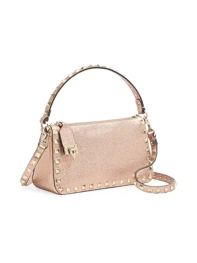 Valentino Garavani Women's Rockstud Small Crossbody Bag in Laminated Grainy Calfskin Leather | Thumbnail 2