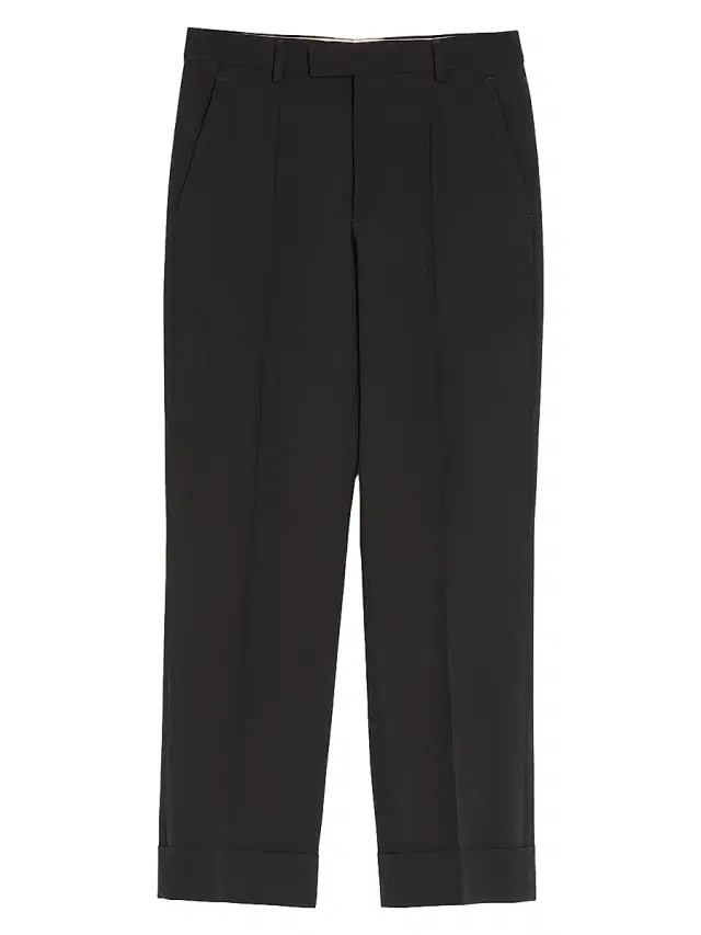 Men's Wool Pants with Cuffs - Black