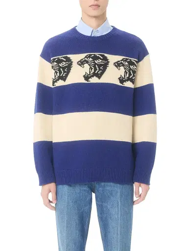 Valentino Men's Wool Sweater with Jacquard Panther Pattern | Thumbnail 2