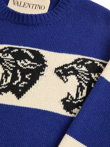Valentino Men's Wool Sweater with Jacquard Panther Pattern | Thumbnail 6