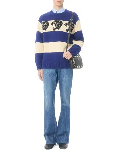 Valentino Men's Wool Sweater with Jacquard Panther Pattern | Thumbnail 7