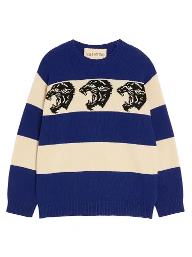 Valentino Men's Wool Sweater with Jacquard Panther Pattern | Thumbnail 1