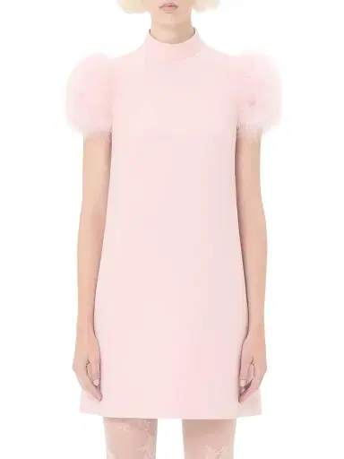 Valentino Garavani Women's Short Crepe Couture Dress with Feathers - Rose - Size 4 | Thumbnail 2