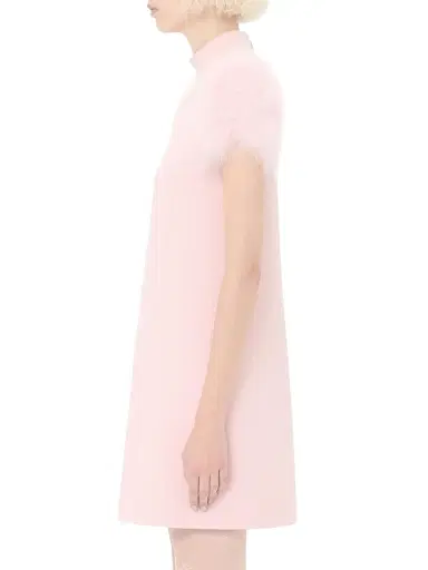 Valentino Garavani Women's Short Crepe Couture Dress with Feathers - Rose - Size 4 | Thumbnail 3