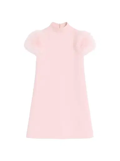 Valentino Garavani Women's Short Crepe Couture Dress with Feathers - Rose - Size 4 | Thumbnail 1