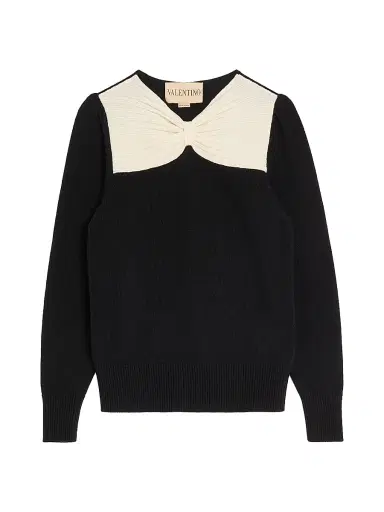 Valentino Garavani Women's Wool Sweater - Black Ivory - Size XS | Thumbnail 1 Valentino Garavani Women's Wool Sweater - Black Ivory - Size XS | Thumbnail 1