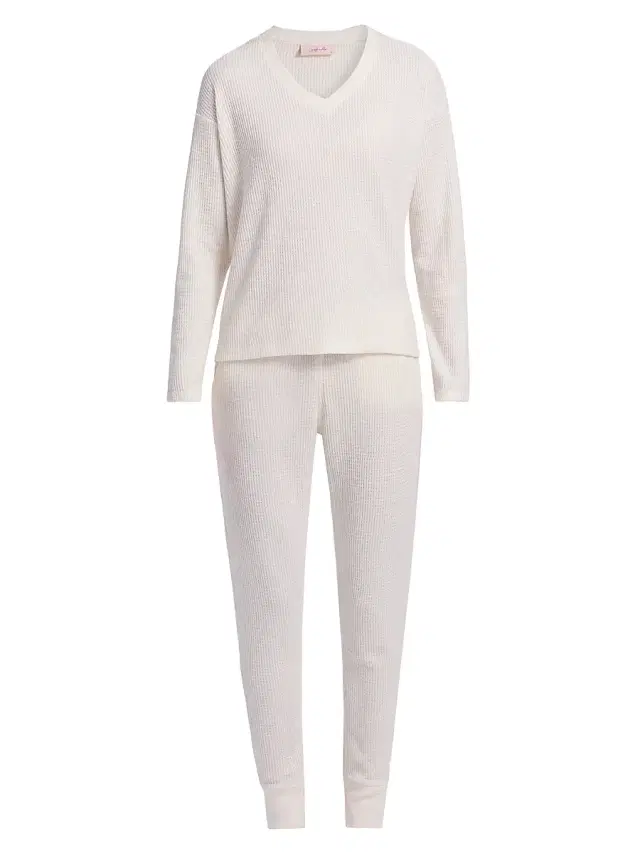 Papinelle Women's Super Soft Waffle Pajamas - Ecru