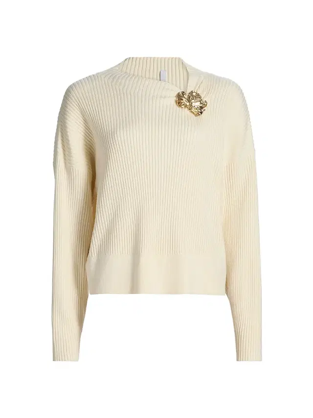 Acler Women's Westie Floral-Detail Knit Sweater - Pearl