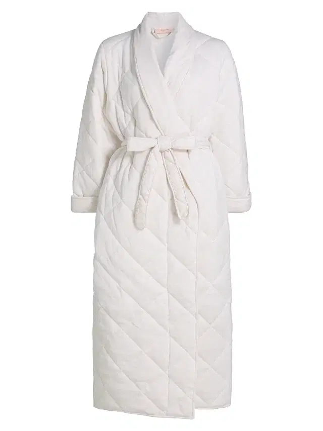 Women's Quilted Cotton Maxi Robe - Ecru