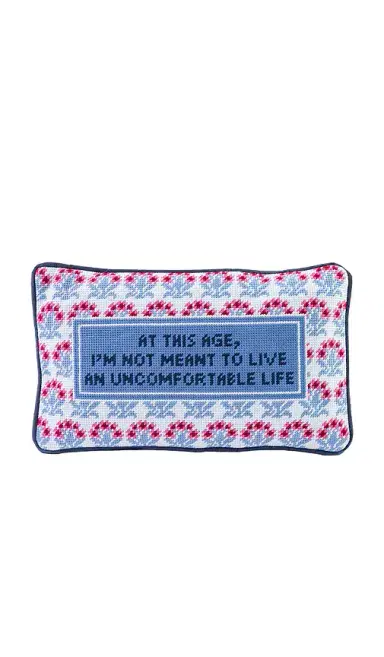 Furbish Studio Uncomfortable Life Needlepoint Pillow | Thumbnail 1 Furbish Studio Uncomfortable Life Needlepoint Pillow | Thumbnail 1