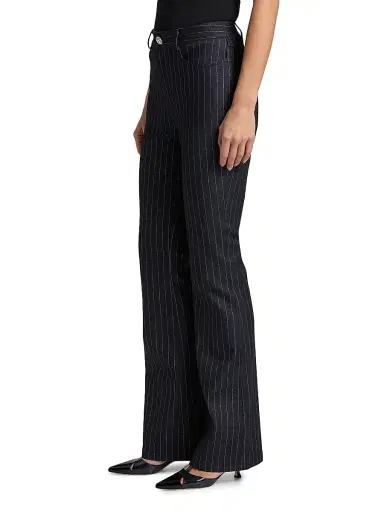 Cinq à Sept Women's Shailene Crystal-Button Metallic Pinstripe Pants - Indigo | Thumbnail 4