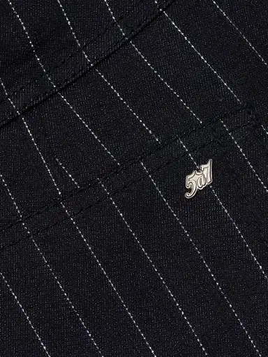 Cinq à Sept Women's Shailene Crystal-Button Metallic Pinstripe Pants - Indigo | Thumbnail 7