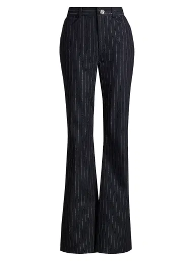 Cinq à Sept Women's Shailene Crystal-Button Metallic Pinstripe Pants - Indigo | Thumbnail 1