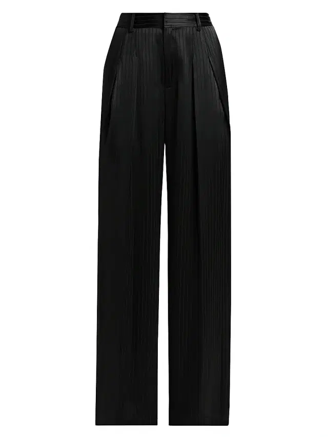 Cinq à Sept Women's Georgia Marne Striped Satin Pants - Black