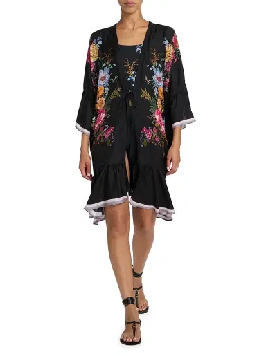 Johnny Was Women's Baccara Silk-Blend Ruffled Caftan | Thumbnail 2 Johnny Was Women's Baccara Silk-Blend Ruffled Caftan | Thumbnail 2