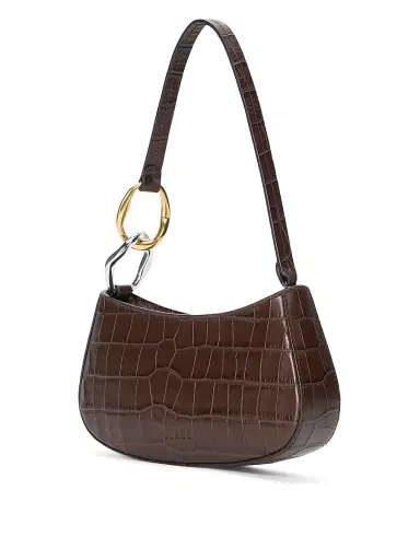 Staud Women's Ollie Crocodile-Embossed Leather Shouder Bag - Espresso Croco | Thumbnail 2 Staud Women's Ollie Crocodile-Embossed Leather Shouder Bag - Espresso Croco | Thumbnail 2