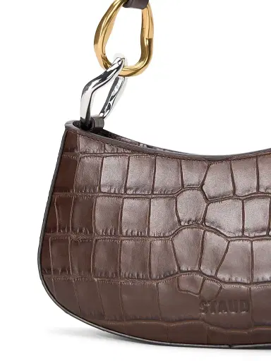 Staud Women's Ollie Crocodile-Embossed Leather Shouder Bag - Espresso Croco | Thumbnail 4 Staud Women's Ollie Crocodile-Embossed Leather Shouder Bag - Espresso Croco | Thumbnail 4