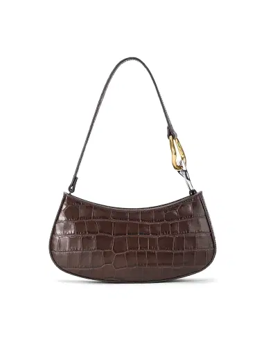 Staud Women's Ollie Crocodile-Embossed Leather Shouder Bag - Espresso Croco | Thumbnail 1 Staud Women's Ollie Crocodile-Embossed Leather Shouder Bag - Espresso Croco | Thumbnail 1