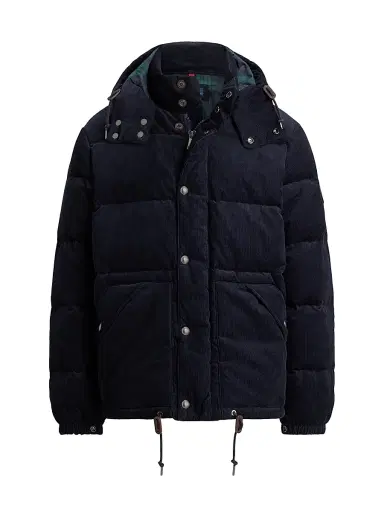Polo Ralph Lauren Men's The Wainwright Corduroy Hooded Down Jacket - Aviator Navy | Thumbnail 1 Polo Ralph Lauren Men's The Wainwright Corduroy Hooded Down Jacket - Aviator Navy | Thumbnail 1
