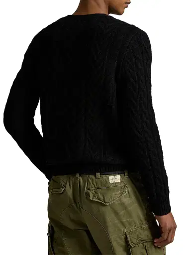 Polo Ralph Lauren Men's Fisherman Cable-Knit Wool-Alpaca Sweater - Leaf Green Heather | Thumbnail 4