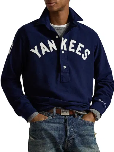 Polo Ralph Lauren Men's Yankees Brushed Chamois Sport Shirt - Newport Navy | Thumbnail 3