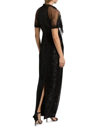 Theia Women's Violette Tieneck Sequined Gown - Black | Thumbnail 5