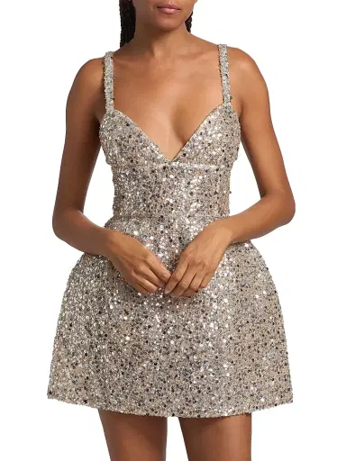 Bronx and Banco Women's Tessa V-Neck Minidress - Silver | Thumbnail 3
