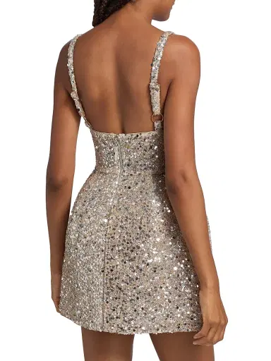 Bronx and Banco Women's Tessa V-Neck Minidress - Silver | Thumbnail 5