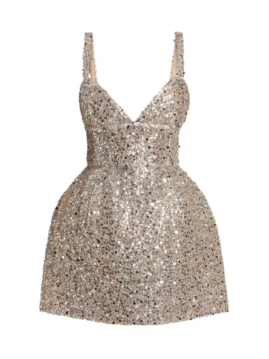 Bronx and Banco Women's Tessa V-Neck Minidress - Silver | Thumbnail 1