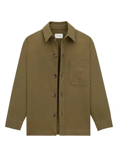 Saint Laurent Women's Cassandre Overshirt in Cotton and Linen Gabardine | Thumbnail 3 Saint Laurent Women's Cassandre Overshirt in Cotton and Linen Gabardine | Thumbnail 3