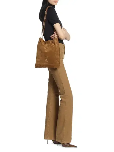 Saint Laurent Women's Jamie Pochon Shoulder Bag in Suede - Caramel Cognac | Thumbnail 2